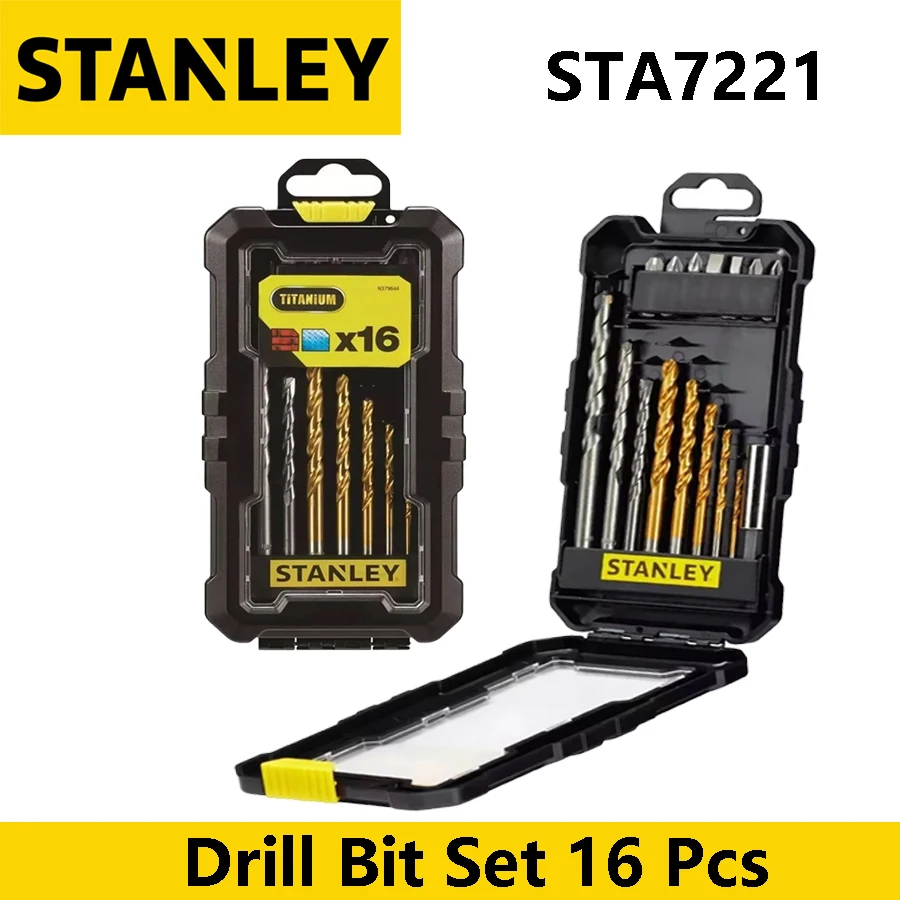 STANLEY STA7221 Drill Bit Set 16 Pcs Multi -function Screwdriver Bit and Twist Drill Extension Rod Power Tool Accessories