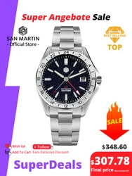 San Martin 39mm Aventurine Gemstone Dial Luxury Men's Watch NH34 GMT Automatic Mechanical Sapphire Waterproof Luminous SN0129