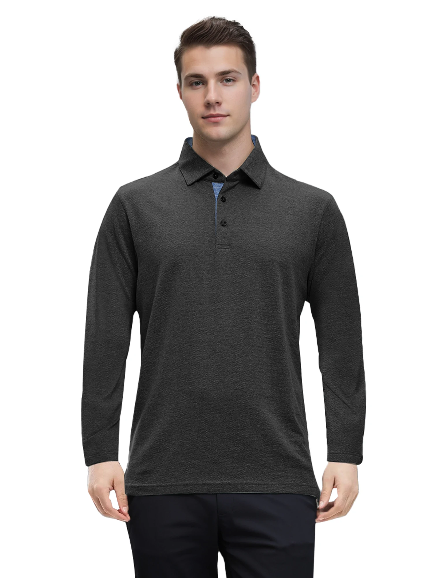 

Boyfriend Style Men's Long Sleeve Quick-Drying Polo Shirt, Spring Autumn Sports &Casual Wear, Base Layer