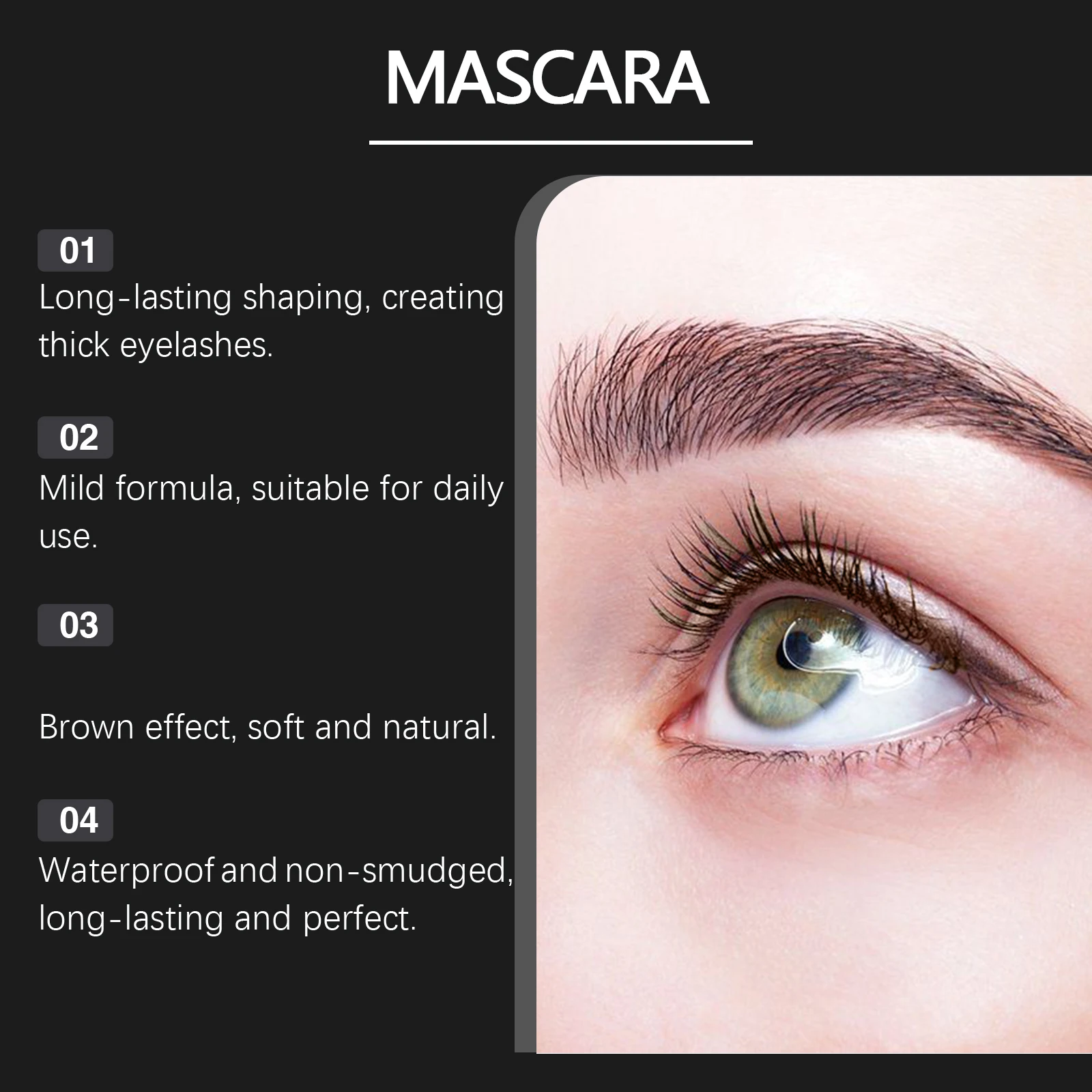 Zephoco 7 ml braune Wimpern-Mascara, dauerhaftes Make-up, lockig, natürlich, wasserfest, schweißbeständig, nicht verschmierend, verlängernde Wimpern-Mascara