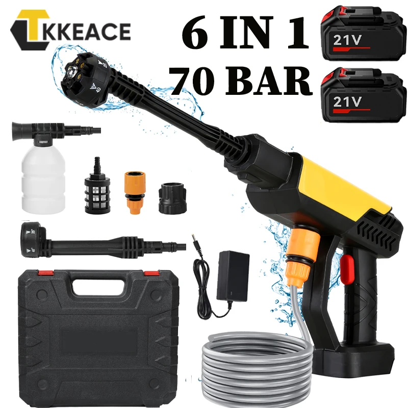 TKKEACE 70Bar Spazzolato Elettrico Idropulitrice Ad Alta Pressione Lavaggio Auto Pistola Ad Acqua Strumento di Irrigazione del Giardino per Makita 18V Batteria