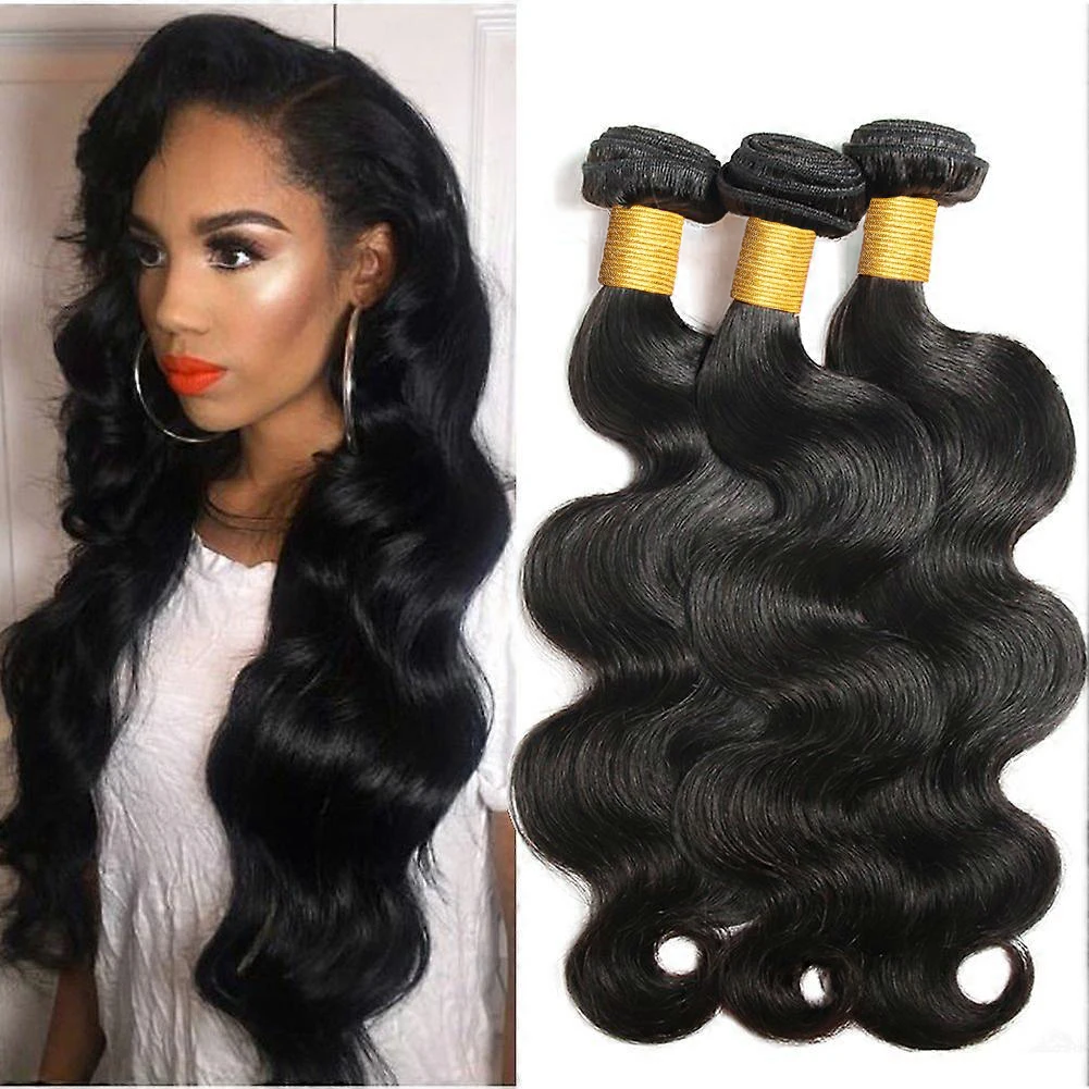 

Наборы натуральных волос Body Wave, 100% человеческие волосы, двойная прокладка, 1/3 пучка, натуральный черный цвет, для женщин.