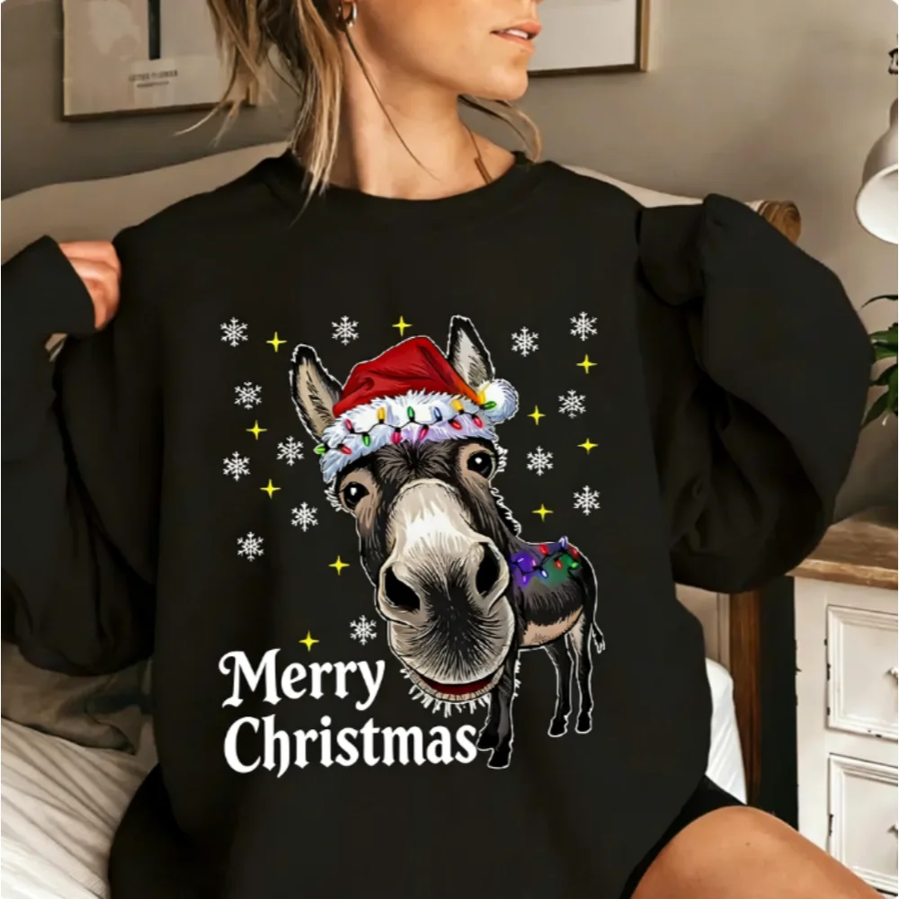 Damskie świąteczne zimowe ubrania, jesienne ubrania Woran, nowe bluzy, bluza oversize z kapturem, świąteczny sweter, pulowery, odzież świąteczna.