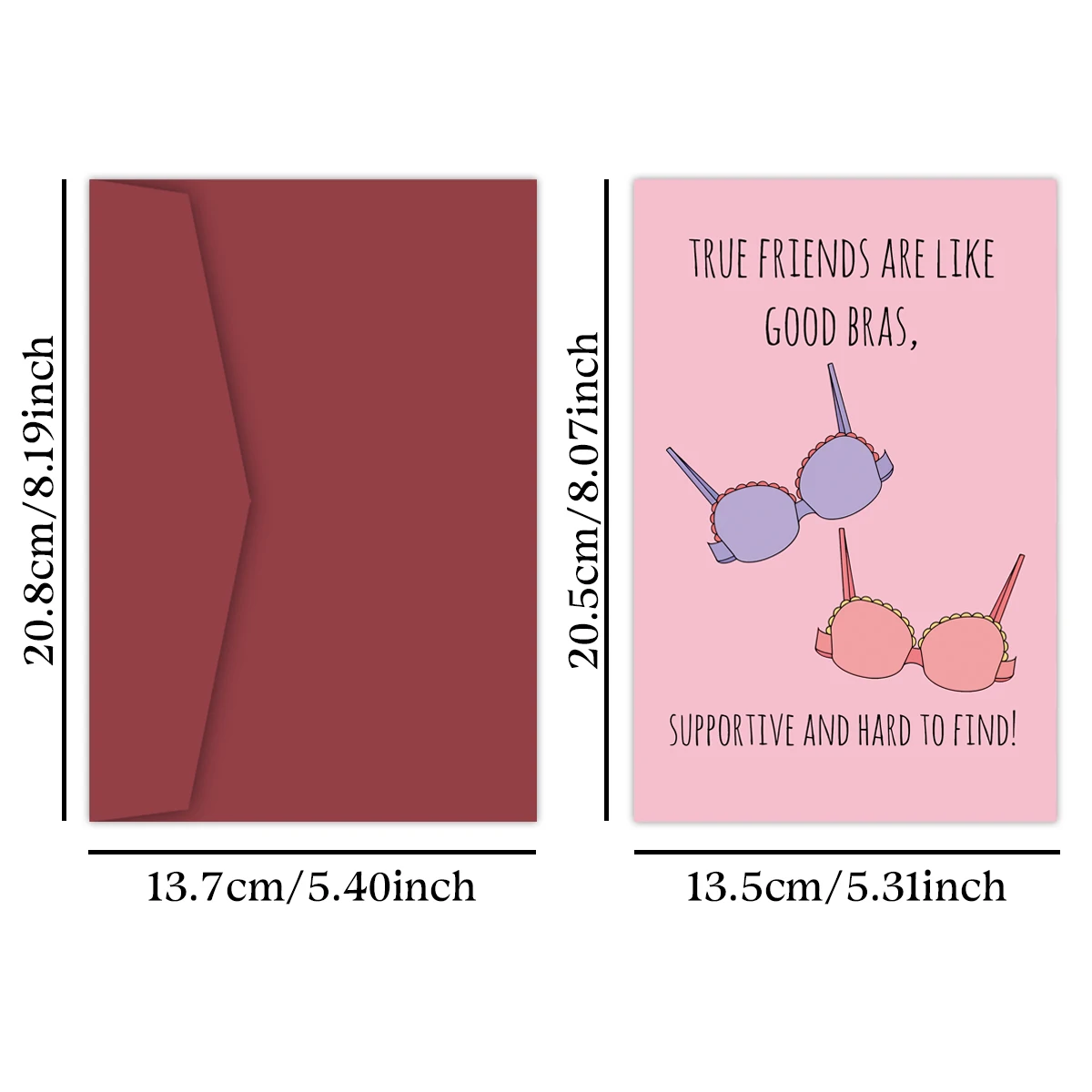 1PC Funny Best Friend Birthday Card for Women Friend, True Friends Are Like Good Bras Card Hilarious Friendship Card for Bestie