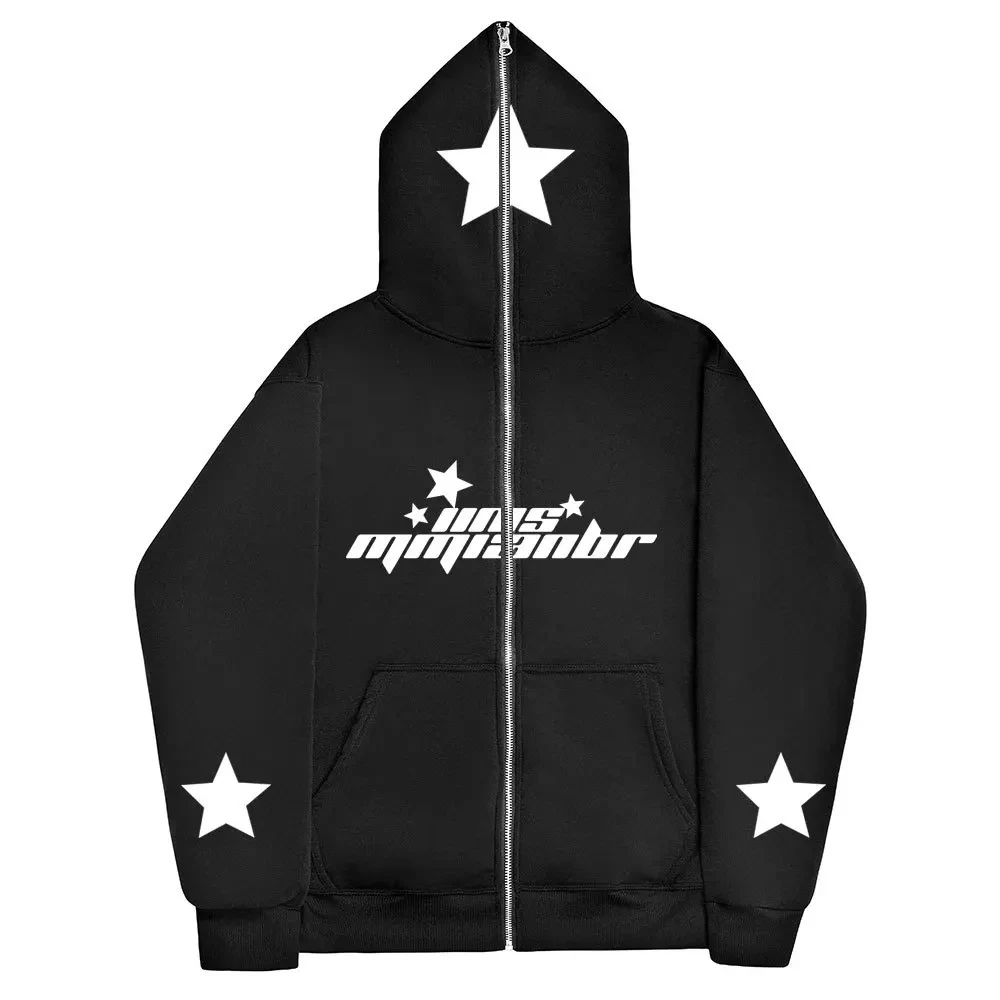 

Star Ins High Street Y2K Unisex Inner Fleece Hoodies&Sweatshirt Fulll Face Zipper Loose Oversized Men's Women's Streetwear