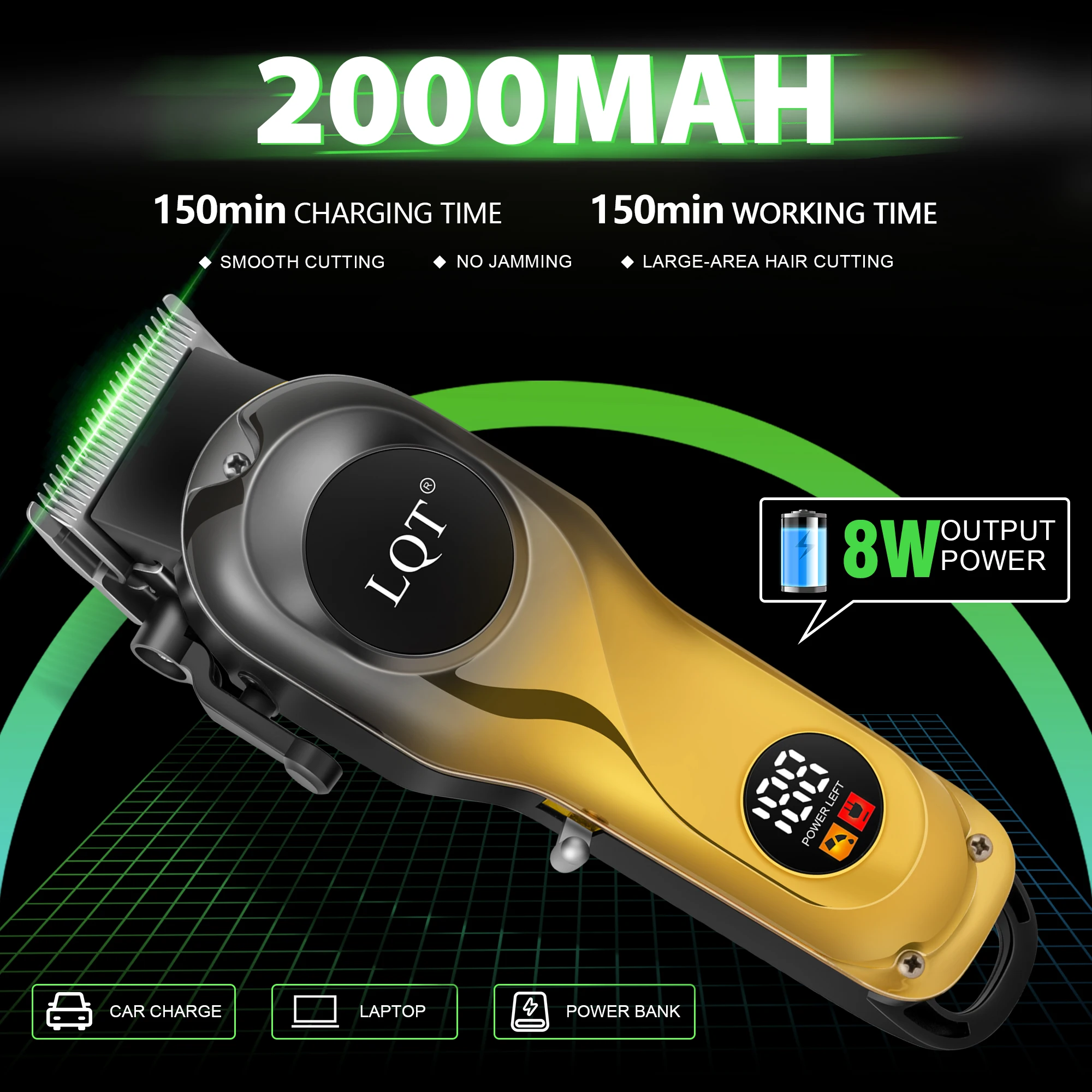 LQT Haarschneidemaschine Kabelloser Trimmer Elektrischer Haarschneider Wiederaufladbarer Haarschnitt Professioneller Trimmer für Männer – Detail 7