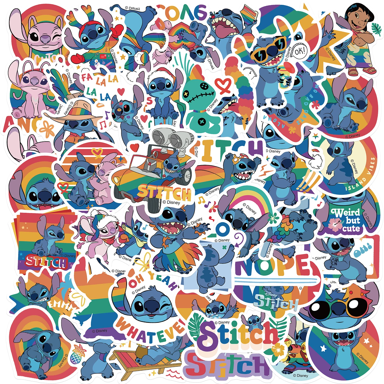 50PCS Disney Stitch Vinyl Waterproof Stickers Toys For Water Bottles Laptop Bumper Notebook Computer Phone Hard Hat Car Decals