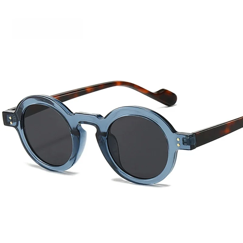 SO&EI Retro małe okrągłe okulary przeciwsłoneczne damskie moda przezroczyste soczewki oceaniczne odcienie UV400 męskie nity modne punkowe okulary przeciwsłoneczne — zdjęcie 2