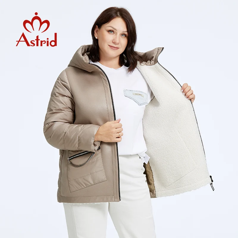 Astrid Plus Size Winter Jacket Women Stitching Design High Quality Fashion Women\'s Parka Warm Plush Fur Coat Female Hooded 20197