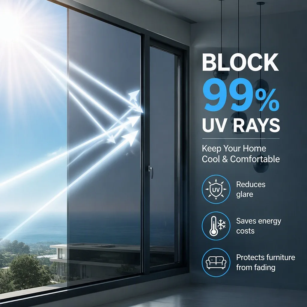 Privacy PET Window Tint Translucent Heat Reduction Window Film Self Adhesive One Way Mirror Window Decal for Home Car