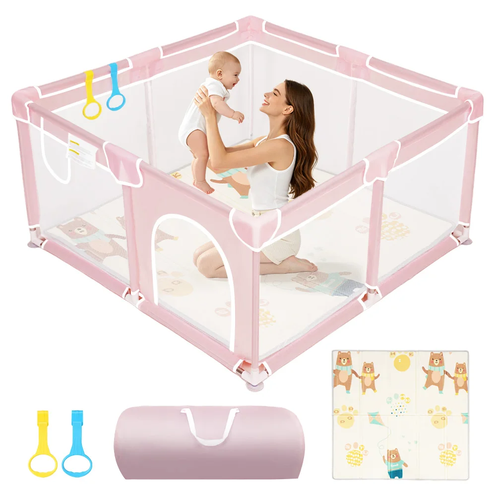 

Baby Playpen Safety Barriers for Kids Baby Activity Gym Large Parks with Pull Child Safety Barrier Fence Ball Box Game Playpen