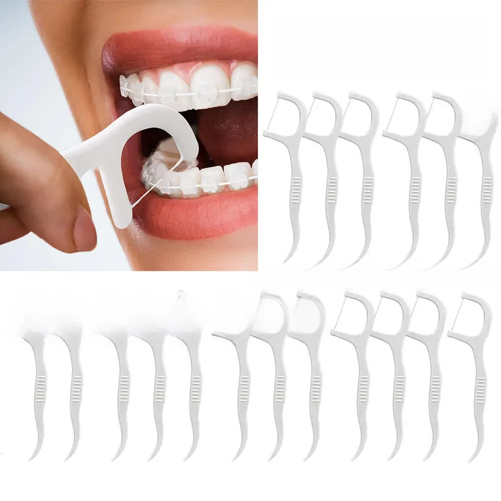 1000 pcs Mint Flavor Dental Floss Picks Toothpicks With Thread Fil Dentaire Hilo Dental Flosser Tooth Threads Teeth Cleaning