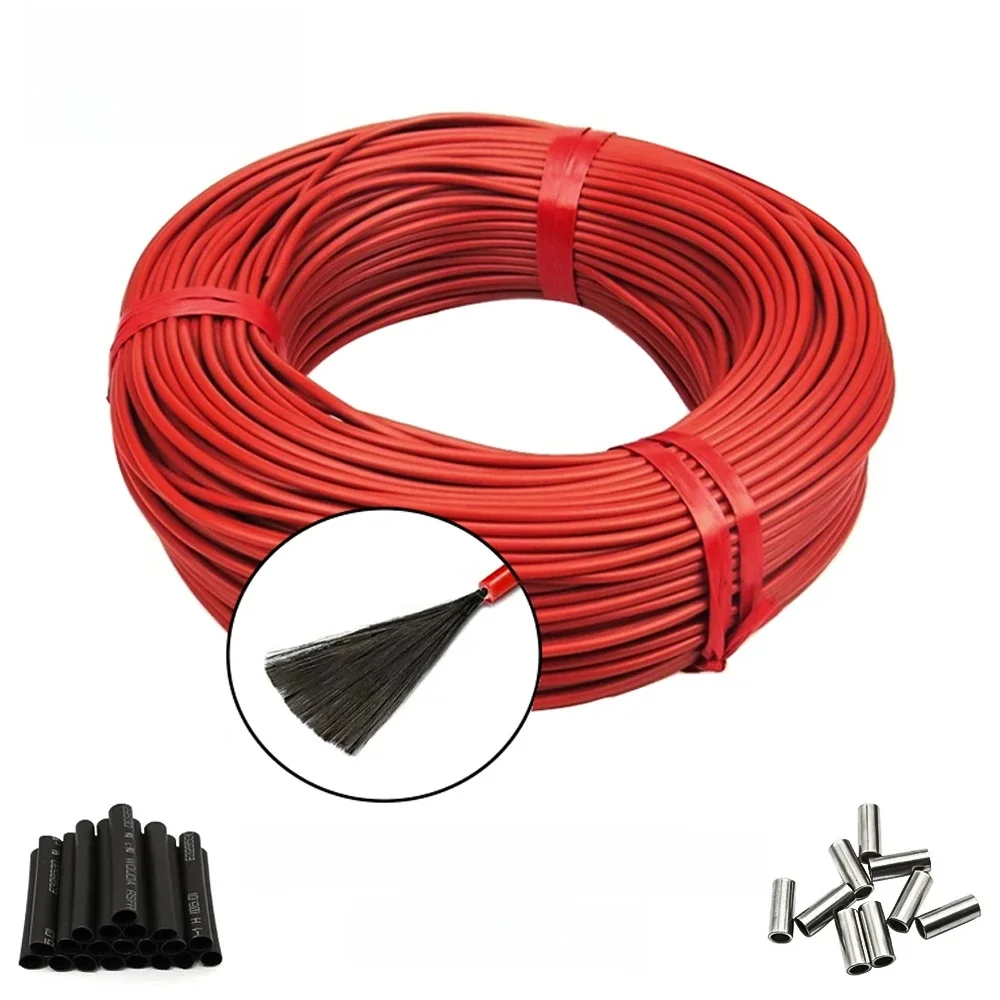 Kabel grzewczy podłogowy na podczerwień 50-200 metrów, 12K 33ohm/m, elektryczny drut grzewczy z włókna węglowego, cewka 2.0mm, drut włóknisty, grube przewody grzewcze podłogowe. — zdjęcie 2
