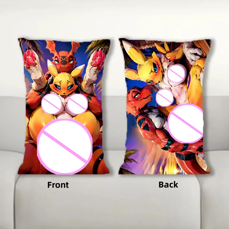 Dakimakura Furry Guilmon And Renamon Anime Body Pillow Double Side Print Half Body Throw Pillow Bedding Pillowcase