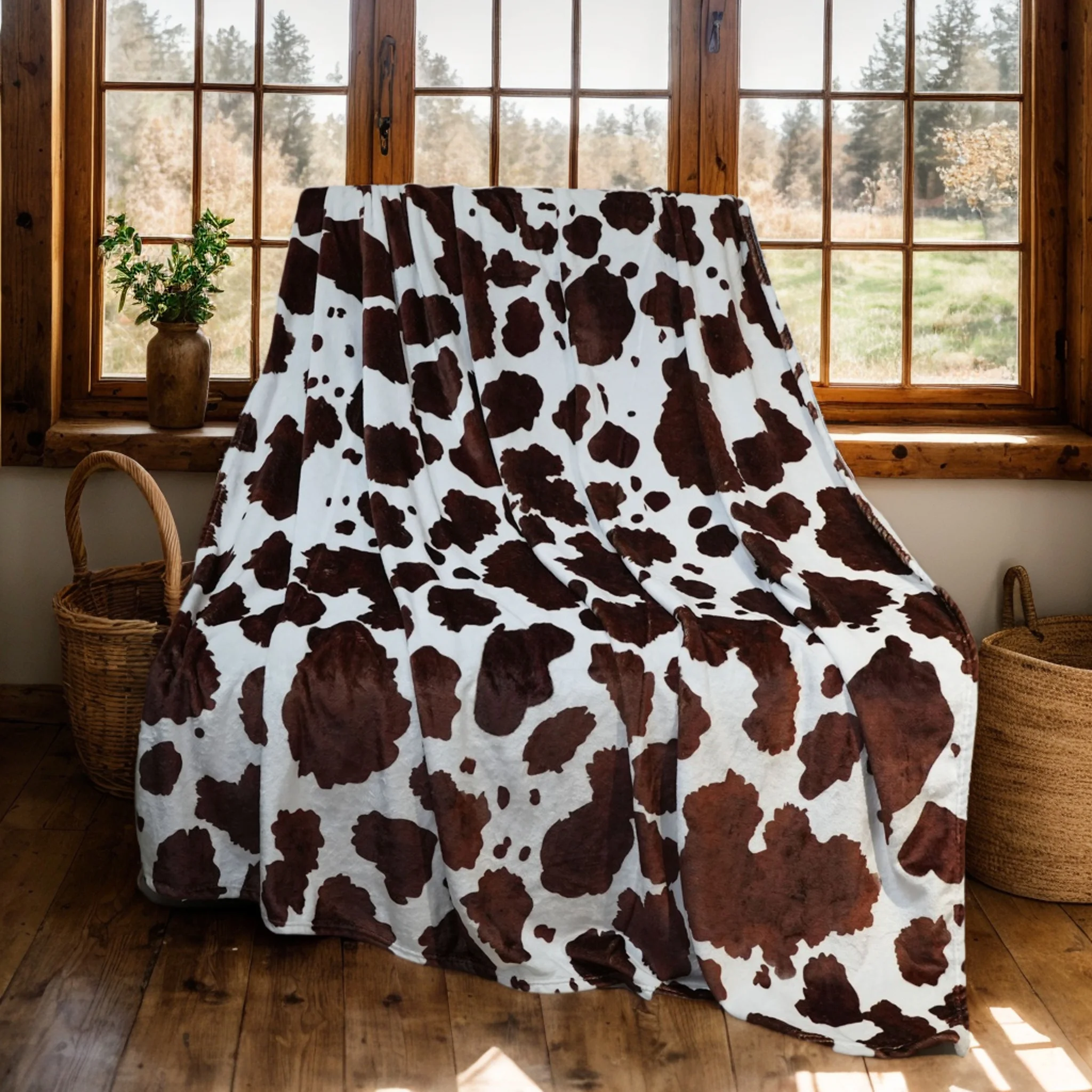 

Black and White Cow Blanket – Cozy Animal Print Fleece Throw for Sofa, Dorm or Farmhouse Decor, Gift for Her