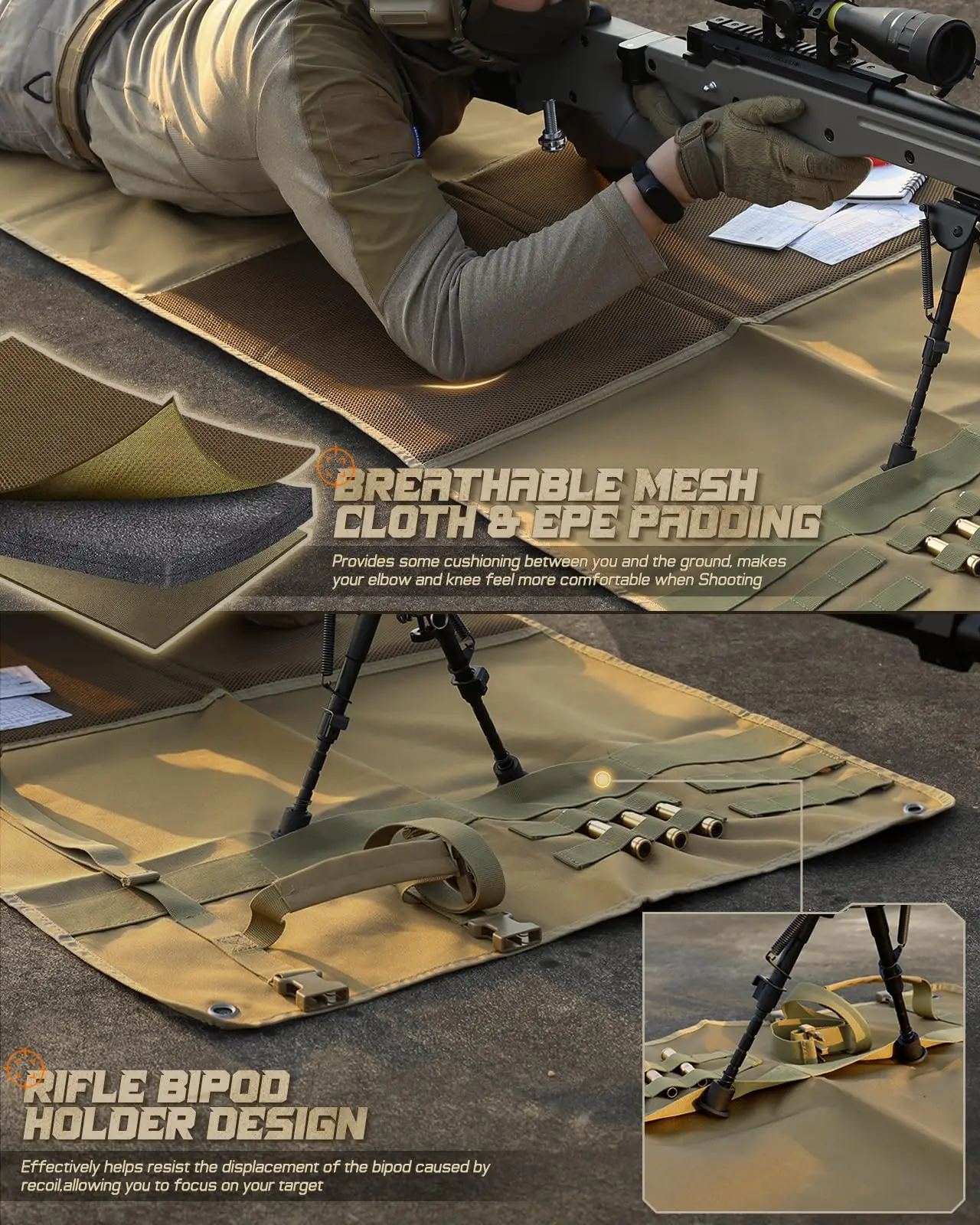 

Tactical Shooter Ground Mat Padded 89in Extra Long Range Mat Hunting Pad Blanket for Training Military Application Field Use