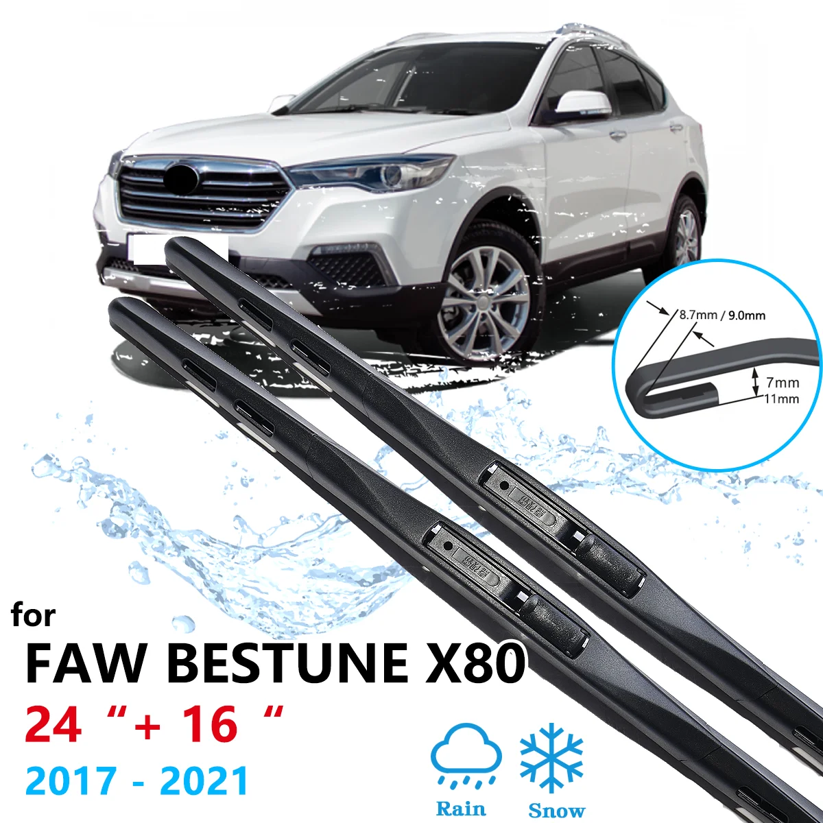 For FAW Bestune X80 SUV 2017~2021 Front Wiper Blades Window Brushes Flat Cleaning Auto Part Windscreen Cleaning Car Accessories