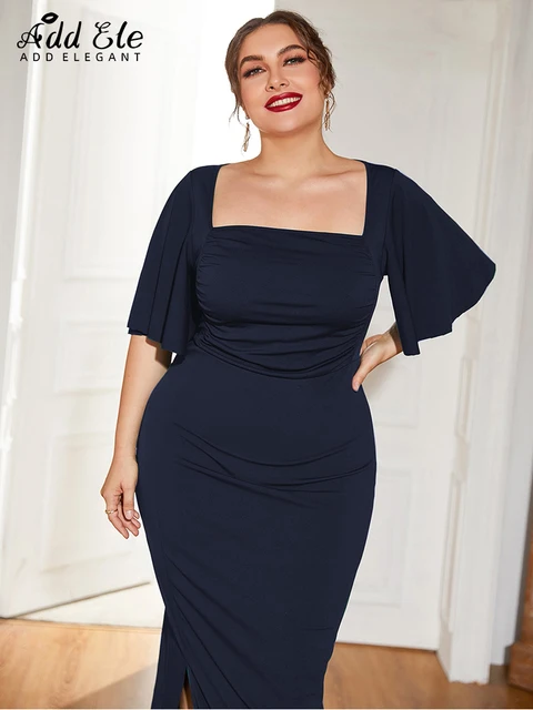 Plus size fashion flare sleeve dress