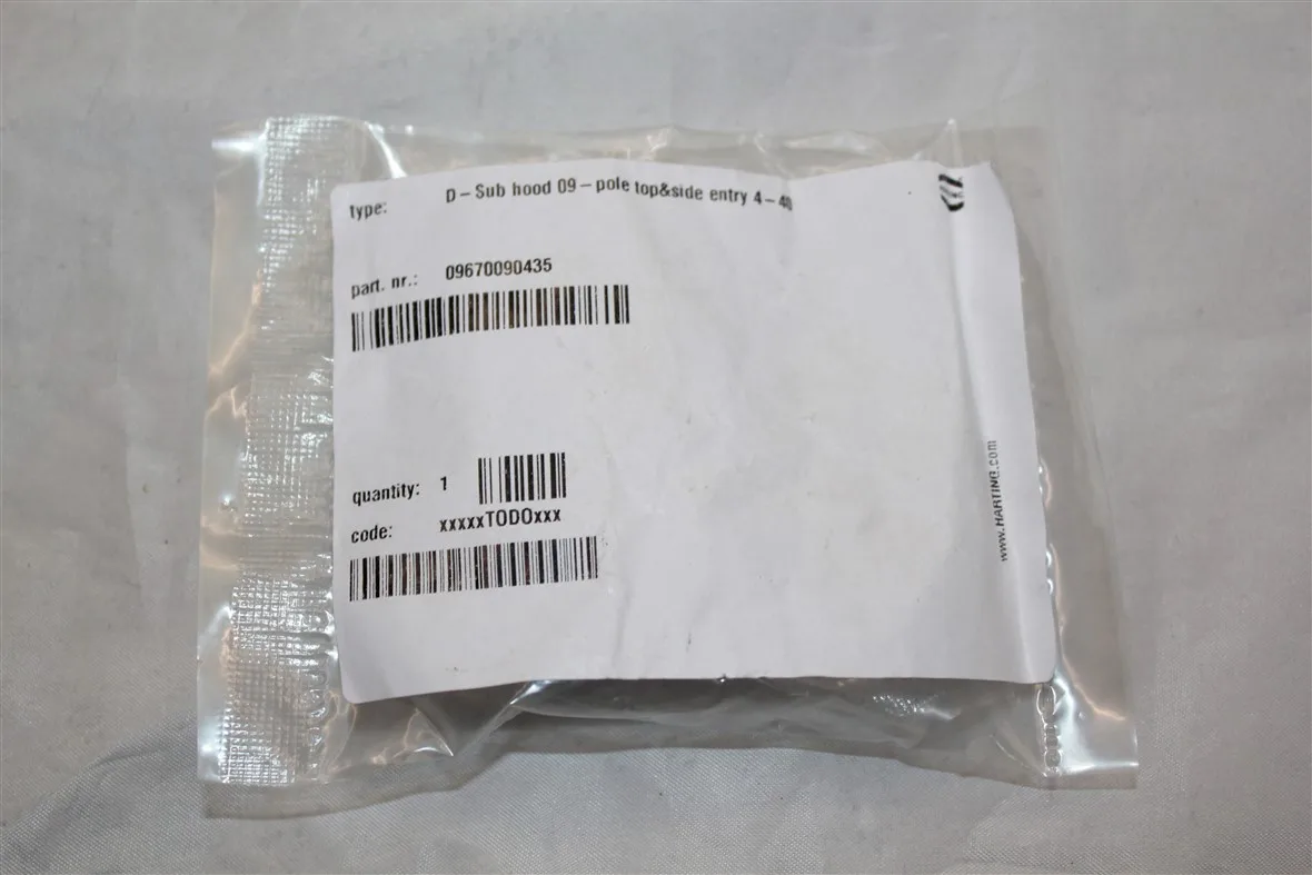 Harting 09670090435 D-Sub Backshell 9P Hood, Top/Side Entry, Metallized Plastic – High-Quality Connector Solution