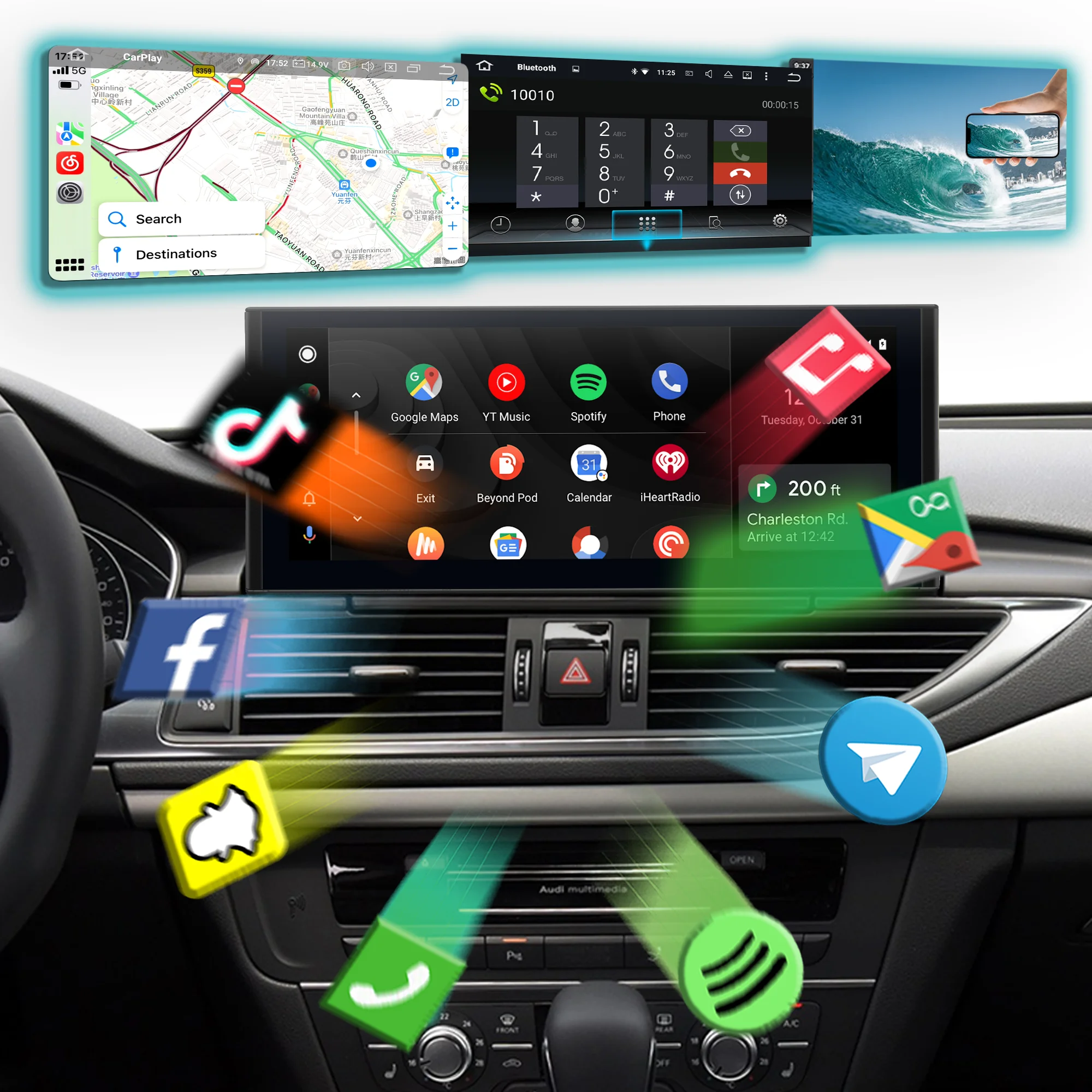 Wit-up لأودي A6 S6 RS6 A7 S7 RS7 MIB2 ترقية 10.25 بوصة تعمل باللمس اللاسلكية CarPlay ستيريو أندرويد السيارات ريدت نظام تحديد المواقع والملاحة