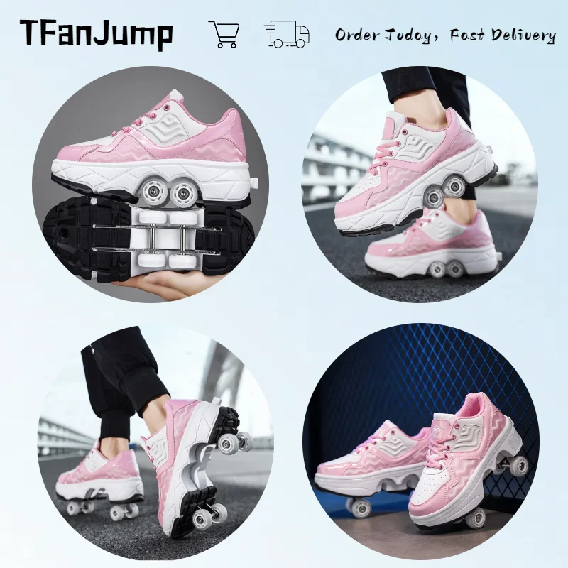 Deformation Roller Skates Shoes Dual-Purpose Children\'S With Wheels Sneakers Shoes With Kid Inline Roller Skates
