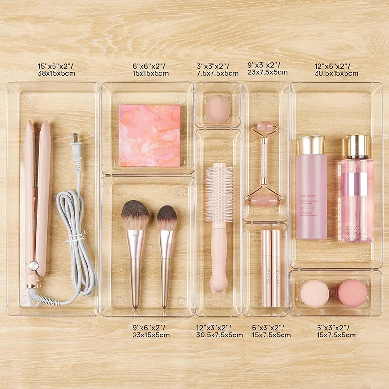 25 قطعة صندوق شفاف تخزين منظم مكتب حاوية علب تخزين بلاستيكية درج منظم الجدول صندوق مجوهرات ماكياج #2
