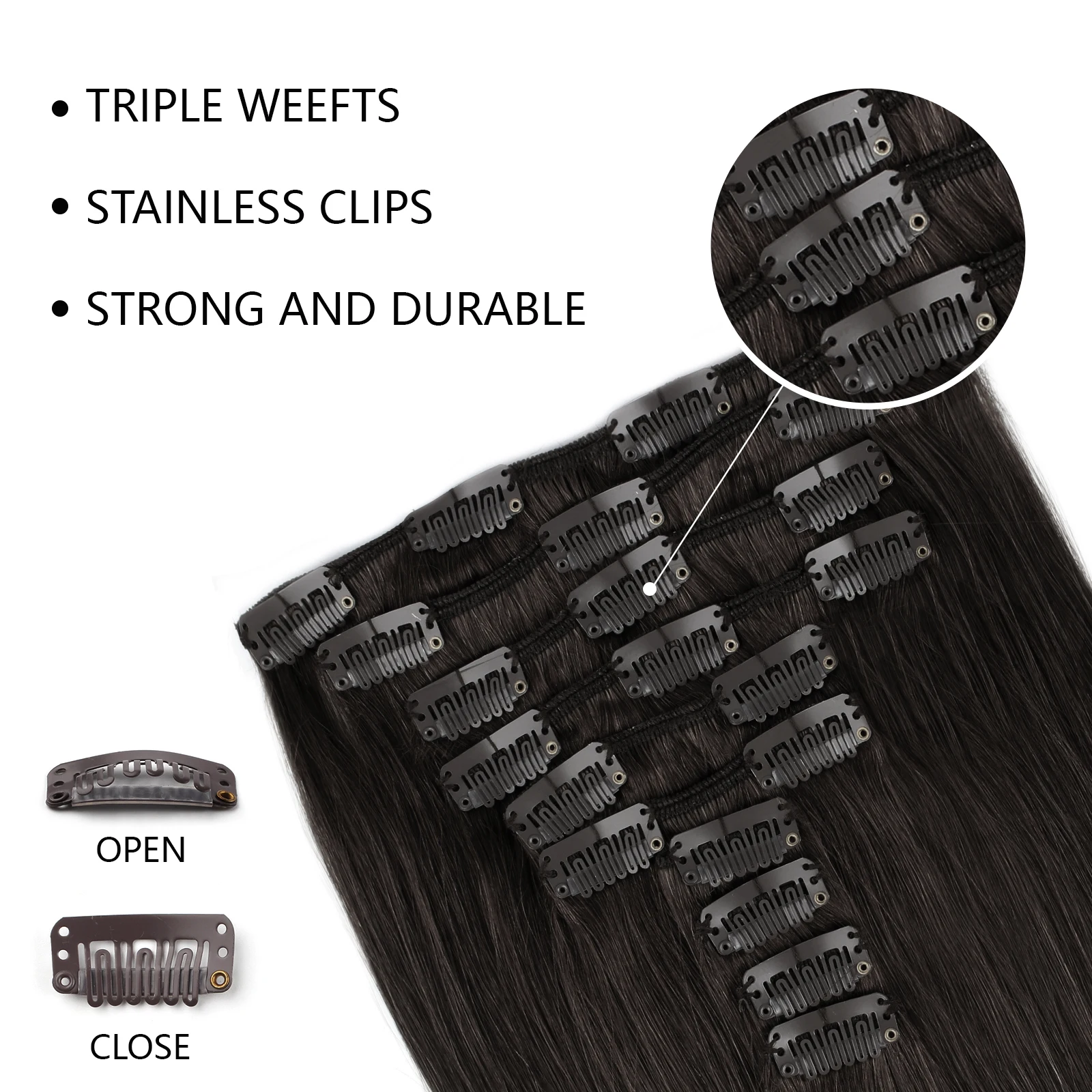 Sixstarhair Clip nell'estensione dei capelli 10 pezzi 160G e 220G/pacco 20'22' naturale 100 estensioni dei capelli umani clip ins per le donne