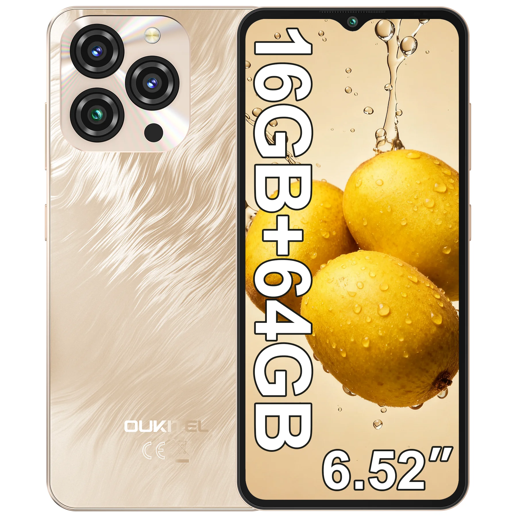 T�l�phone portable OUKITEL C3 Android 14 d�bloqu� - Batterie 5000 mAh, �cran Waterdrop 6,52'' - 16 Go de RAM + 64 Go/TF 1 To de ROM Smartphone