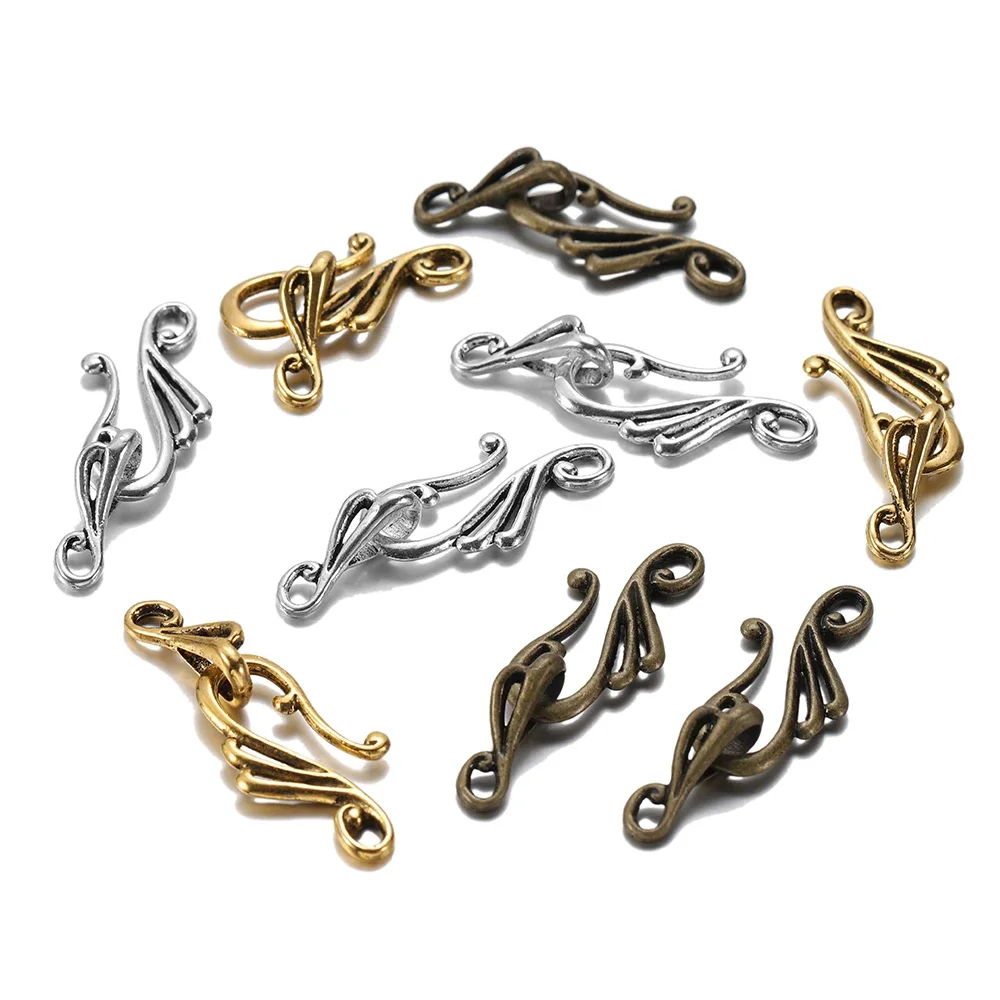 10 Stück Antik Bronze Gold Musiknote Form Zinklegierung Knebelverschlüsse Haken für Halskette Armband Schmuckherstellung Zubehör DIY