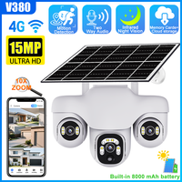V380 Pro WiFi Camera Outdoor Solar 15MP 4K Three Lens Triple Screens Security Night Vision Waterproof CCTV Cameras 4G Wireless