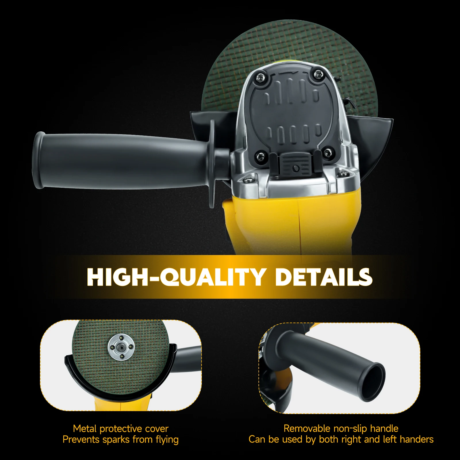 Imagem -05 - Brushless Angle Grinder para Dewalt Velocidades sem Fio Elétrico Corte Polimento Ferramentas para Trabalhar Madeira Bateria 20v sem Bateria 125 mm