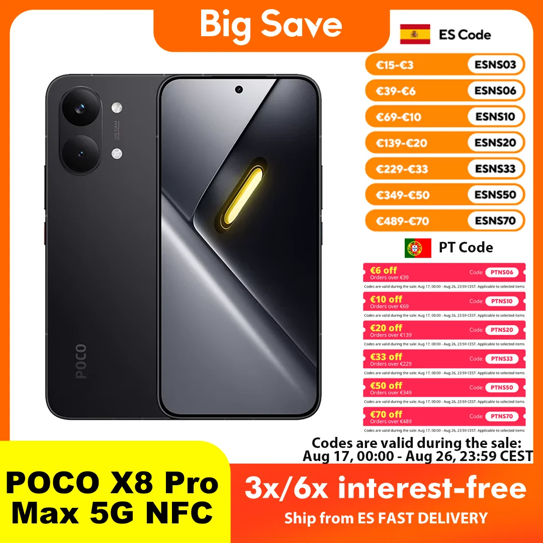 POCO X8 Pro Max 5G NFC, Batería de 8500 mAh, Procesador MediaTek Dimensity 9500s, Pantalla AMOLED de 6.83 Pulgadas y 120 Hz, Smartphone con HyperCharge de 100 W