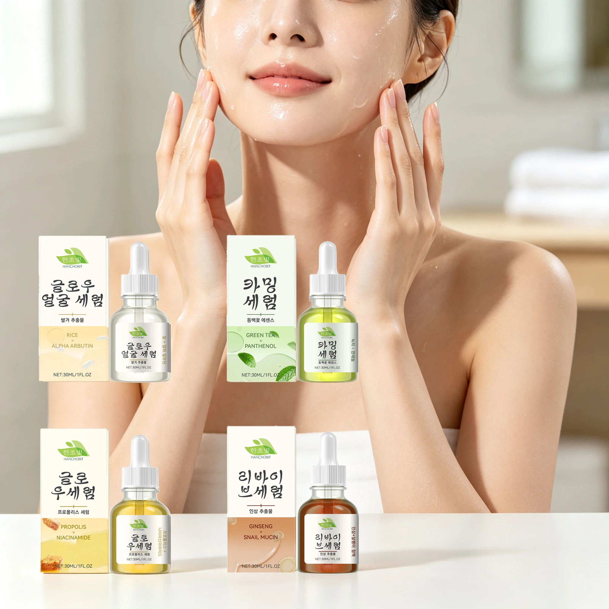 30ML Green Tea Facial Serum Deep Moisturizing Improve Skin Texture Glowing Smoothing Anti-oxidant Strengthen Skin Barrier Soothing Facial Serum
