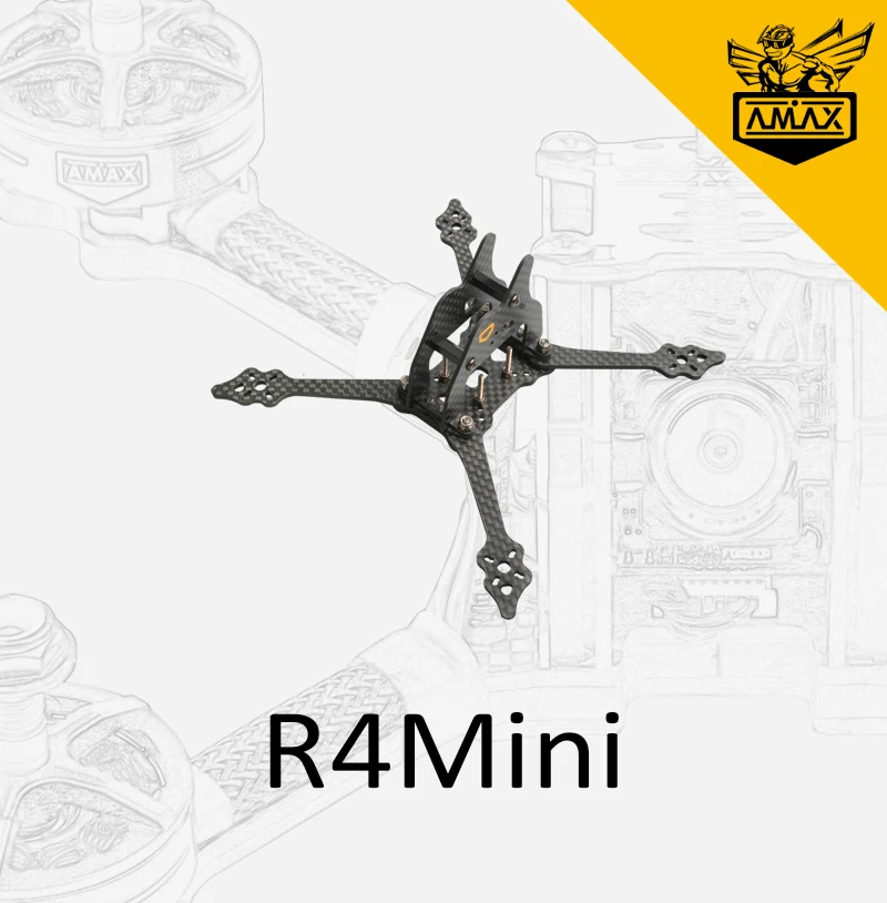 طائرة سباق بدون طيار بإطار من الكربون ، عالية الجودة ، خفيفة الوزن ، طقم مروحية رباعية الطراز بتحكم عن بعد ، طائرة مسواك AMAX ، R4Mini FPV ، 4 بوصة #3
