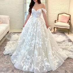 Exquisite Wedding Dress A Line Elegant Lace Applique Bridal Gowns Sweetheart Neck Off The Shoulder Dresses vestidos de novia