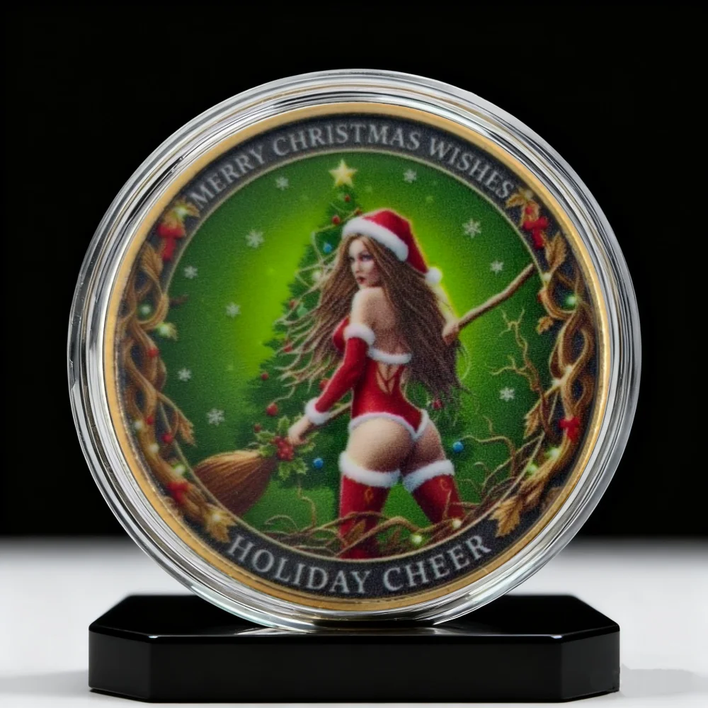 Christmas Commemorative Coins Merry Christmas Beauty Girl Challenge Coins Collectible Gifts for Family Friends Collector