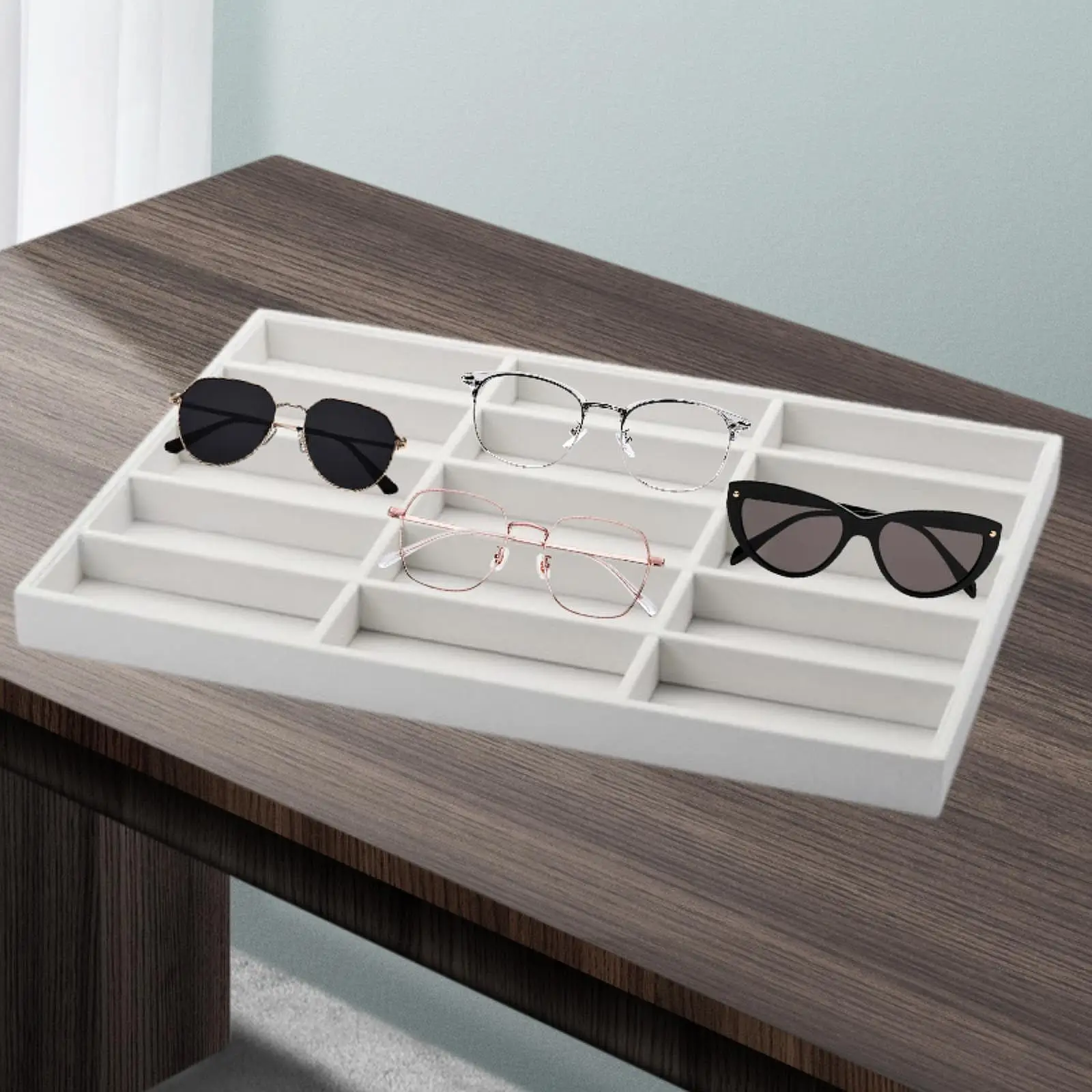 

15, сетчатый футляр для очков, футляр для хранения очков, легкий лоток для солнцезащитных очков для домашнего личного использования, столешница, магазин