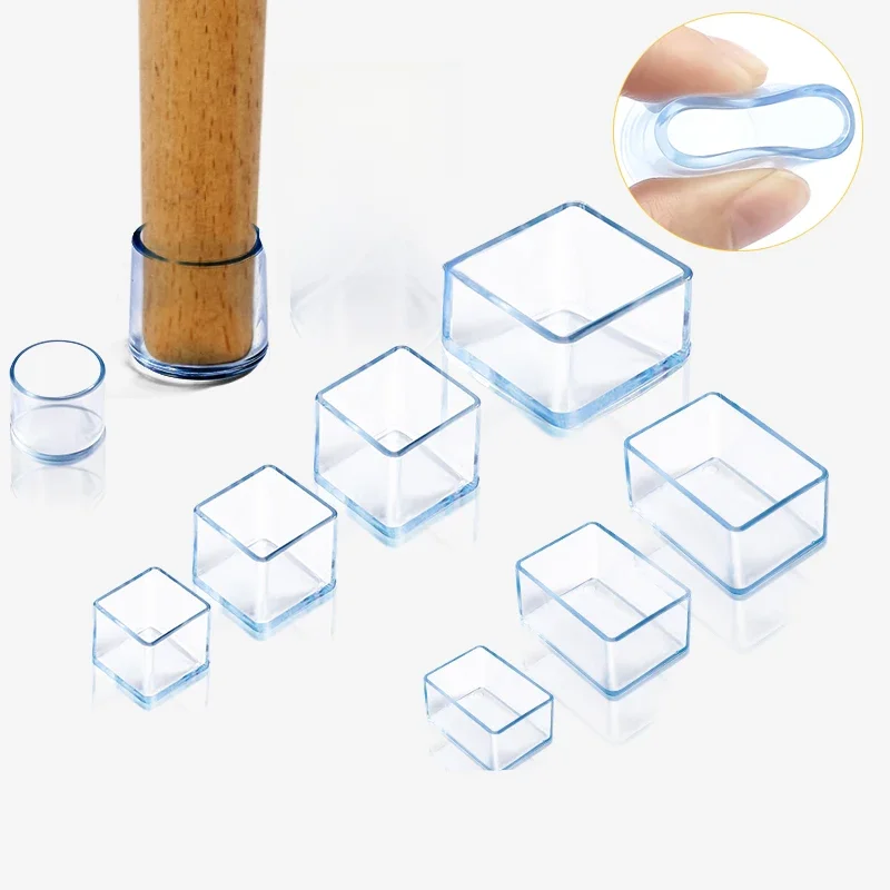 Protecteur de pieds de meubles, couvre-pieds transparent pour table et chaise, capuchon en silicone résistant à l'usure, réduction du bruit, protection du sol