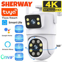 4K 8MP Tuya Dual Lens WIFI Camera PTZ Outdoor Dual Screen Ai Human Auto Tracking Security Camera Surveillance with Alexa Google