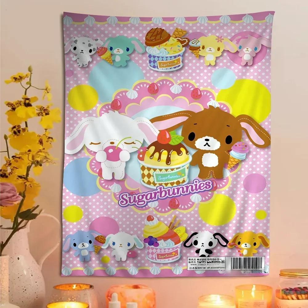 S-Sugarbunnies Anime imprimé grande tapisserie murale suspendue Tarot Hippie tapis muraux dortoir Art décor à la maison