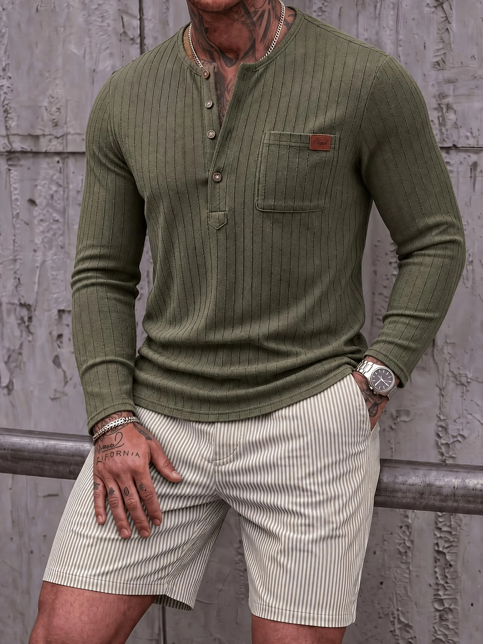 Outdoor Sports Leisure - 1 pièce, chemise Henley de marque,