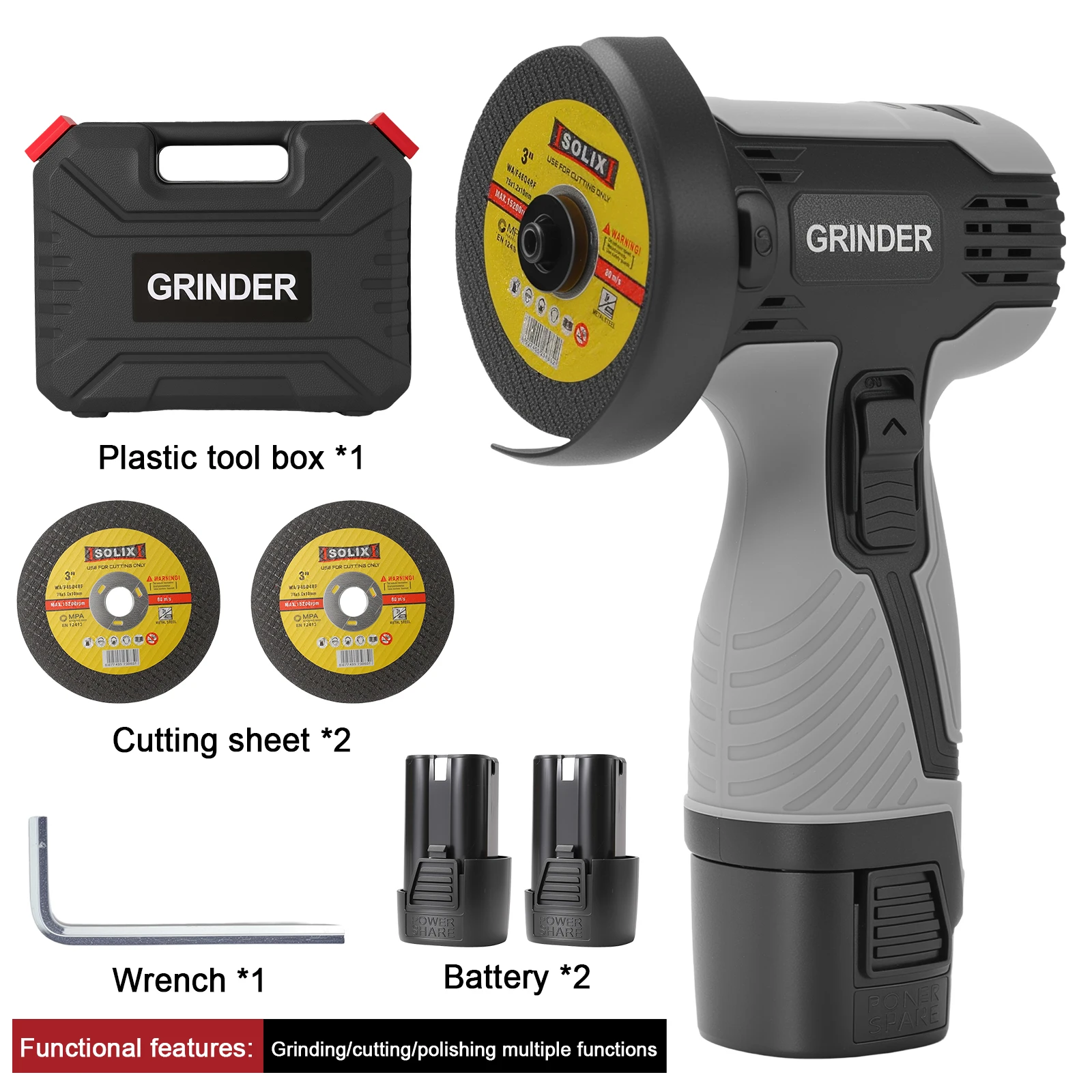 16,8 V elektrischer Winkelschleifer, Lithium-Poliermaschine, bürstenlose/gebürstete Mini-Schneidemaschine, wiederaufladbarer Akku
