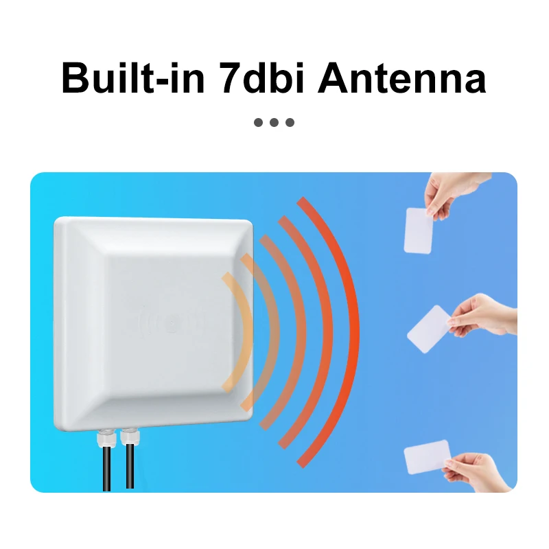 FONKAN 7dbi Antenna UHF RFID 6M ISO18000-6C Wiegand 26/34 / RS232 7dBi Antenna UHF RFID Integrated Reader