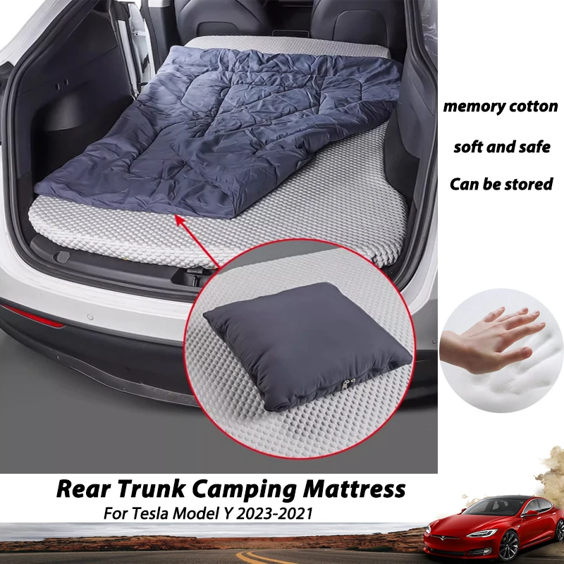 Colchón de Camping para coche Tesla Model Y 2023, bolsa de almacenamiento de espuma viscoelástica Y sábana, accesorios portátiles para dormir