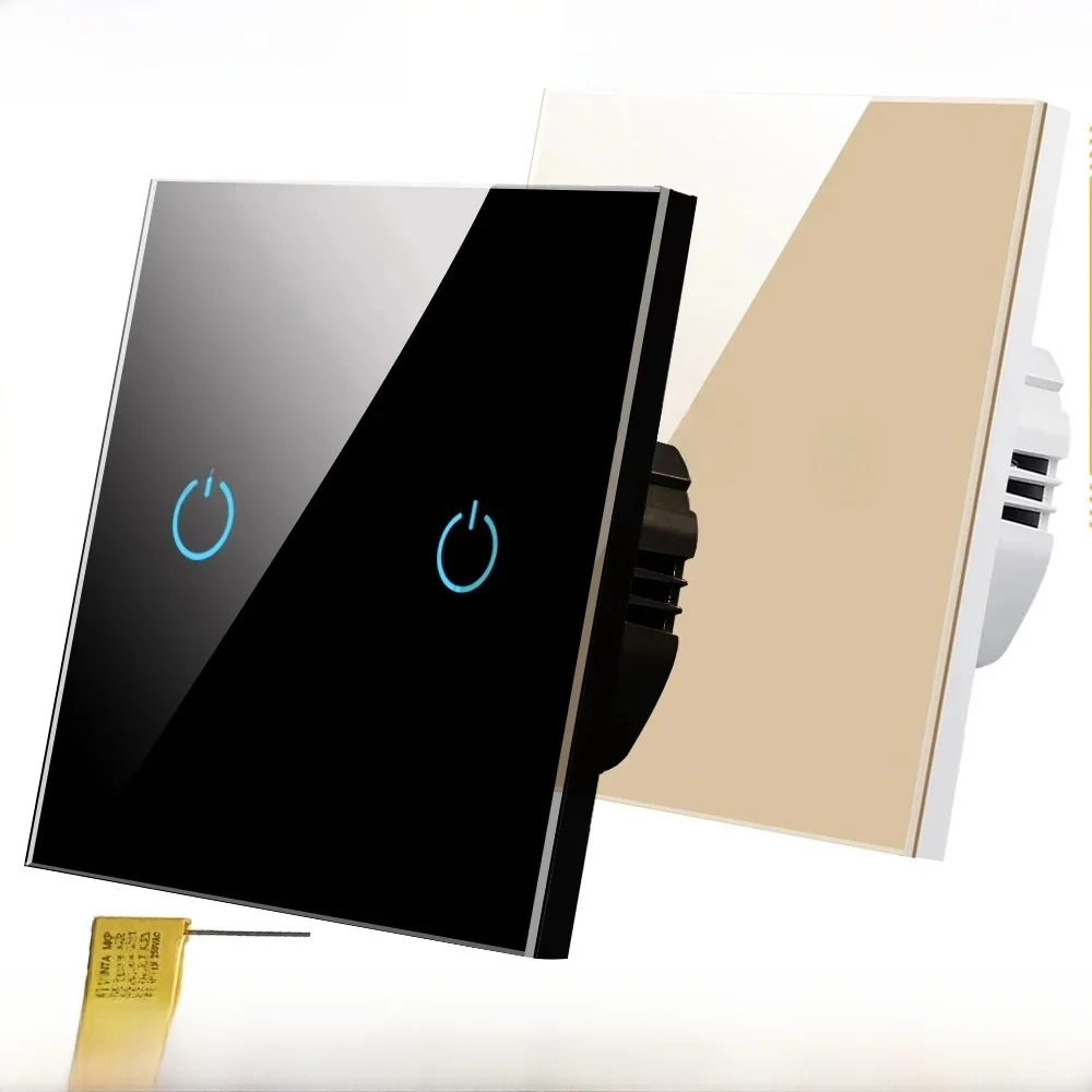 BONDA interrupteur tactile mural 220V norme ue panneau de verre cristal trempé puissance 1/2/3 Gang 1 voie capteur de lumière commutateurs étanche 86