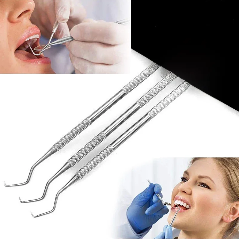 1 szt. Haczyk do higieny czyste zęby zgłębnik dentystycznej wybiera podwójne końcówki narzędzi narzędzie stomatologiczne ze stali nierdzewnej — zdjęcie 2