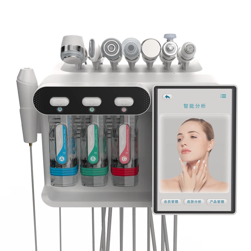 2024 NIEUWE Zuurstof Jet Peel Aqua Peeling Diepe Reiniging Huidanalysator Machine Kleine Bubble Facial Pore Cleaning analysemachine