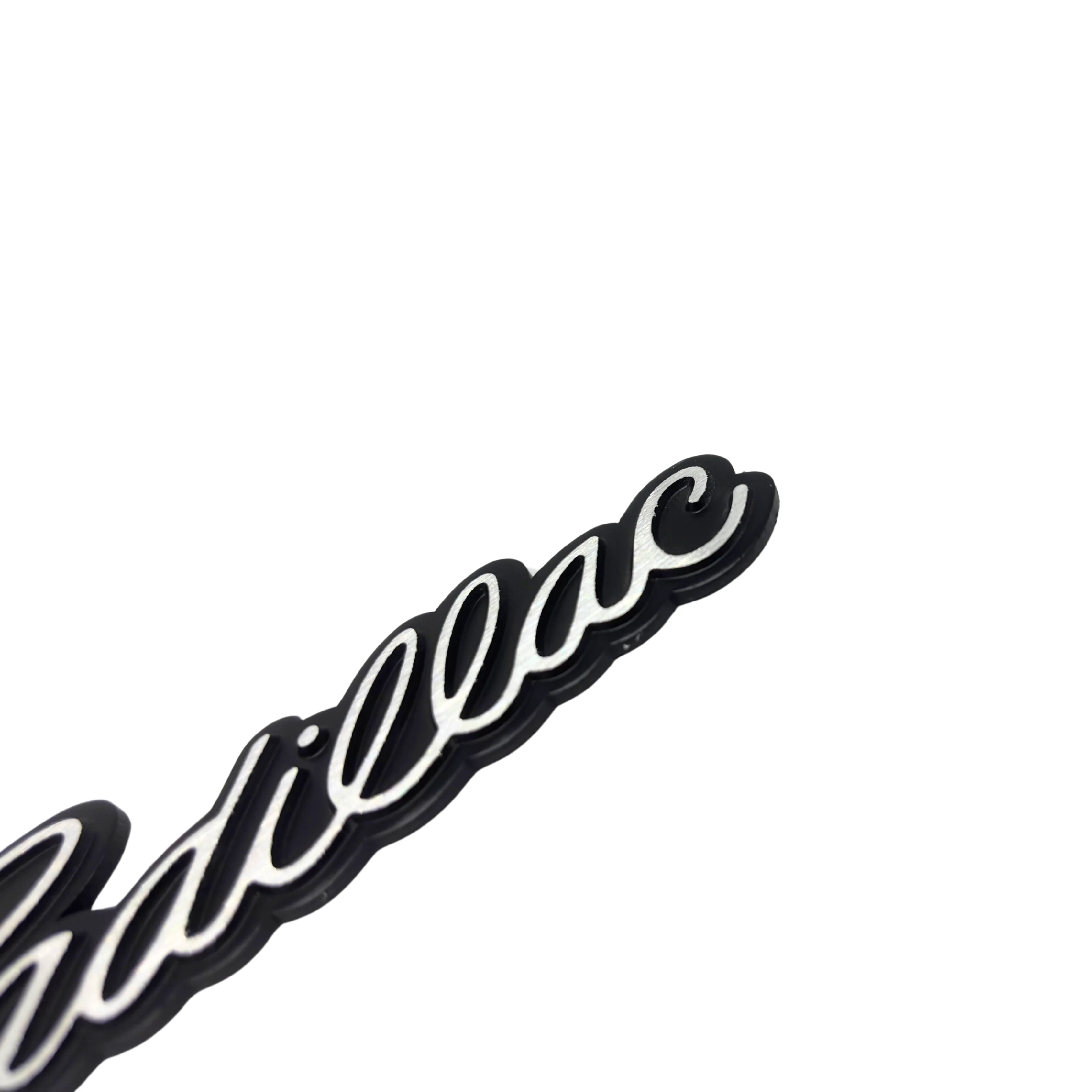 Emblema in metallo cromato e nero Cadillac – Distintivo parafango/bagagliaio (singolo)