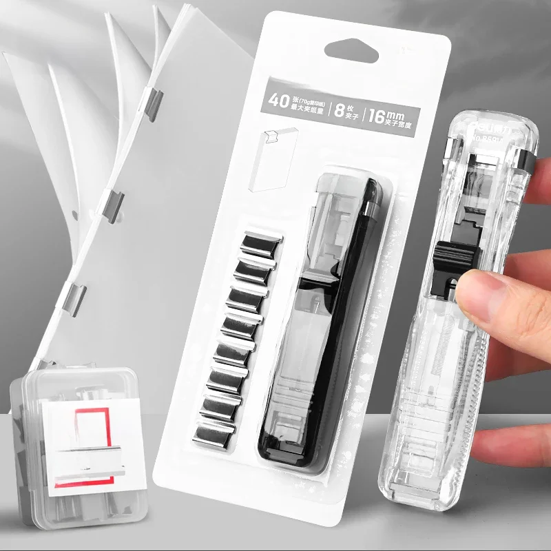 Deli – pinces de papeterie, classeur à pinces, agrafeuse multifonction, rangement de papier, artefact, fournitures scolaires et de bureau, support de Clip en métal