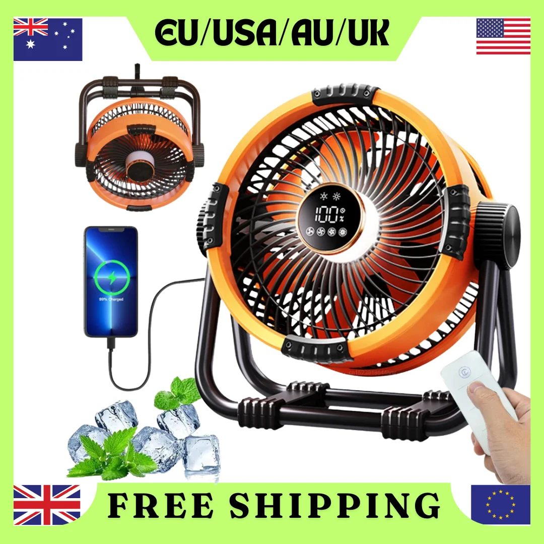 

Camping Fan 20000mAh Rechargeable Outdoor Camping Circulator Fan Wireless Camping Ceiling Fan with LED Light and Remote Control